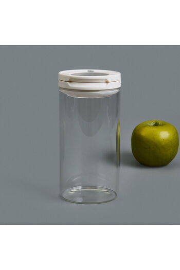 MATMEL Vacuum Glass Jar - Transparent / White - 600 ml