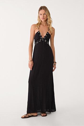 Stradivarius Long flowing beaded dress