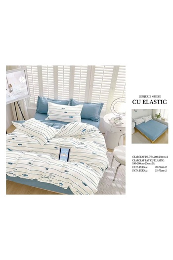 CHIRASO CHIRASO Finet Bedding Set, 6 Pieces, Double Bed, Sheet 180x200, Duvet Cover 200x230, 4 Pillowcases