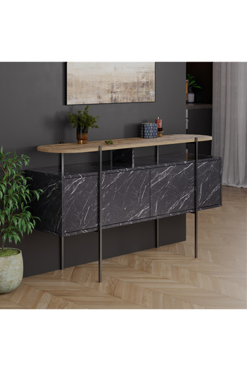 Mourah Home Hanley Console - Modern Sideboard with 4 Doors & Top Shelf - Storage for Living Room & Hallway
