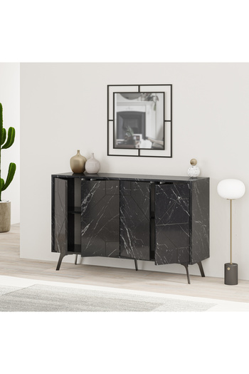 Mourah Home Dune Console – Modern 4-Door Sideboard with Elevated Legs, Storage for Living, Dining, Hallway