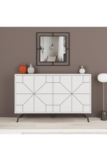Mourah Home Dune Console – Modern 4-Door Sideboard with Elevated Legs, Storage for Living, Dining, Hallway