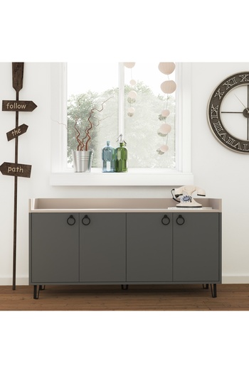 Mourah Home Dea Console – Modern 4-Door Sideboard with Elevated Legs, Storage for Living, Dining & Hallway