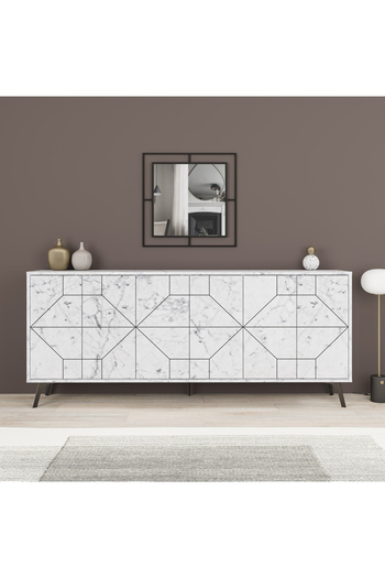 Mourah Home Dune Console 181 – Modern 6-Door Sideboard with Elevated Legs, Storage for Living, Dining & Hallway