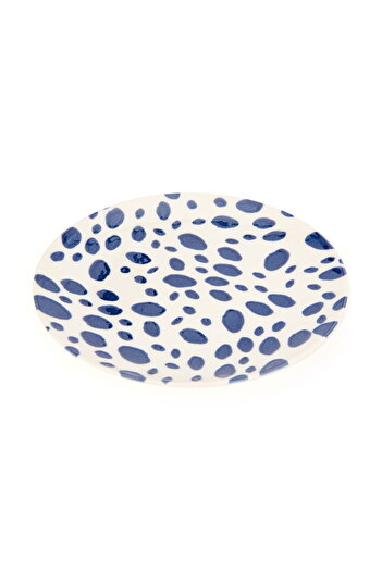 MATMEL Porcelain Lido Polka Dot Cake Plate - Blue - 19 cm