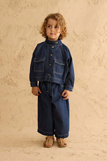 Fahhar Kids Jachetă Bomber Denim Albastru închis