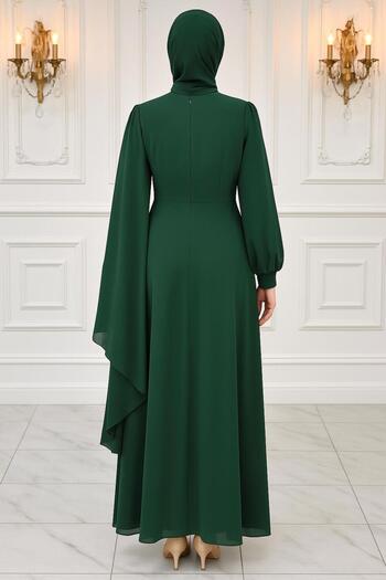 TRENDTESETTÜR Women's Green (Emerald) Chiffon Evening Dress t 9163