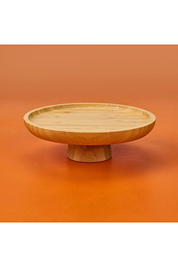 MİEN Mien Round Footed Bamboo Presentation Holder - Brown - 20X6 cm