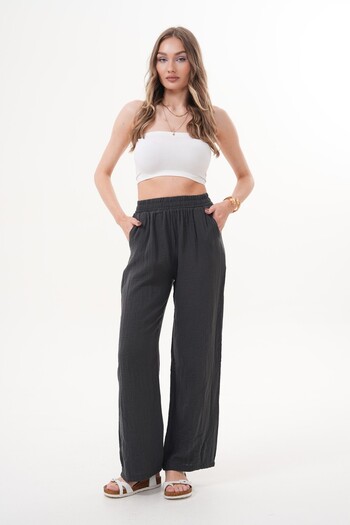 Laressi Muslin Trousers with Elastic Waist and Pockets