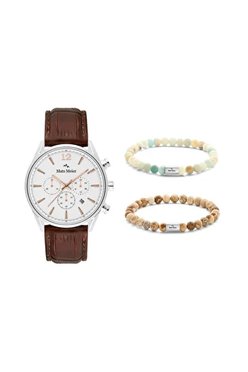 Mats Meier Grand Combin Herrenuhr mit Chronograph und Perlenarmband-Set MM90039