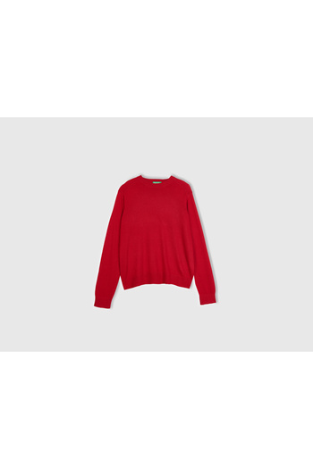United Colors of Benetton Women's Red Cashmere Blended Thin Sweater