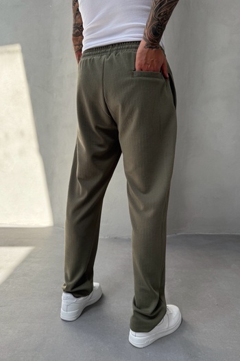 MADZEYMODA Full Lycra Super Stretchy Khaki Men's Baggy Fit Ribbed Jogger Ke-5030