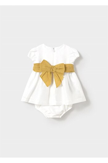 MAYORAL Baby Girl Diaper Cover and Belted Dress White 1860