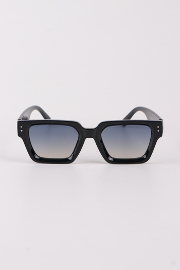 MACERATİ Dikarlo Unisex Black Square Frame Colorful Glass Uv400 Sunglasses