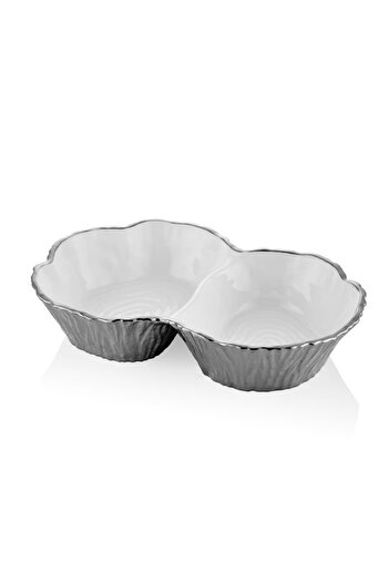 La madore Unformed White Silver 2-Eye Serving Bowl 34X23X6,7 cm