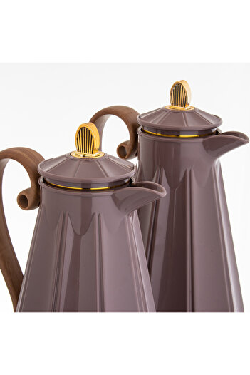 Alaska Alaska Thermos Set, 2 Pieces, Cocoa Color, Wooden Handle