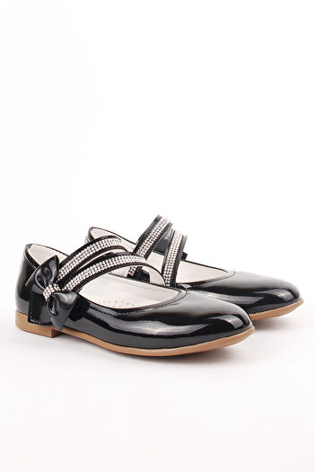 Rıdvan Çelik Stone Detailed Girls' Daily and Evening Dress Ballerina Shoes