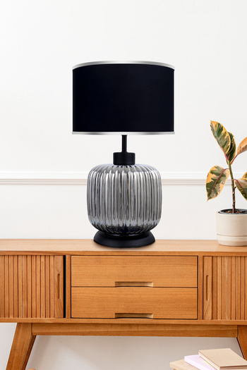 MINIMAL ETICARET VE BILGI TEKNOLOJILERI Intense Silver Chrome - Black - Gray - Glass Lampshade