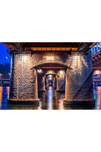 media Self-adhesive photo wallpaper Bridge at night in Seoul, 270 x 200 cm