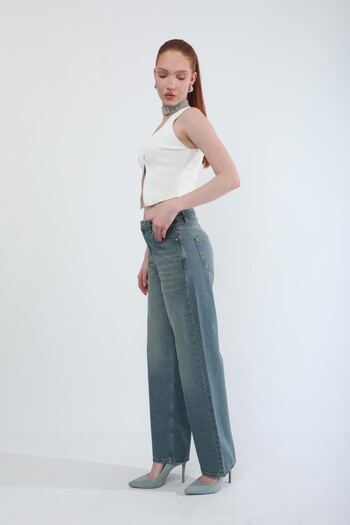 Bluewhite Women's High Waist Straight Fit Tint Jean Pants