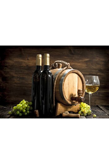 media Photo wallpaper Composition57 Wine, grapes, barrel, 350 x 200 cm
