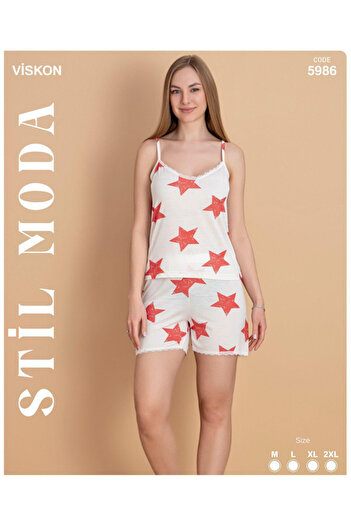 Stil Moda Starry1 Themed White Pajamas Bottom Top 5986