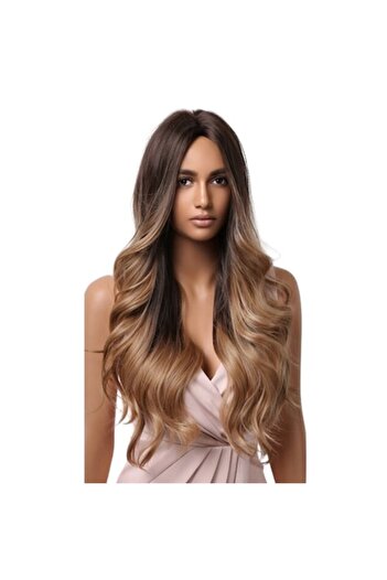 animis beauty Peruca Ombre SATEN, lunga ondulata, fibra sintetica cu aspect natural, fara breton, 76 cm