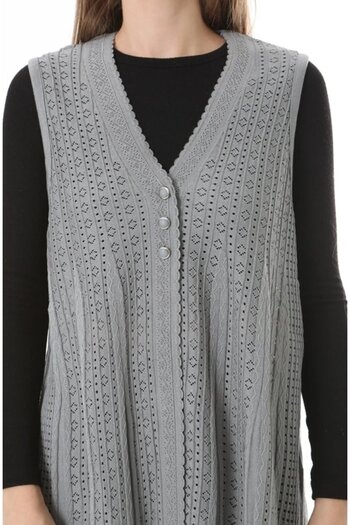 Fresh&Moda Women's Knitwear Seasonal Araboy Mercerized Large Size Mother Vest