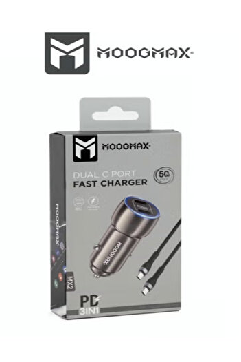 MOOGMAX 50W Fast Car Charger with Fabric Type-C Cable Supports Charging and Data Transfer up to 240W