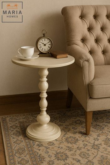 MARIA HOMES Classic Round Pedestal Accent Table in White – Elegant Side Table for Living Room or Entryway
