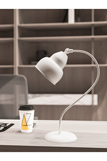 avizade Lunera Blanc White Curved Metal Table Lamp |   90 °   Adjustable Headboard |   E27 Lampholder