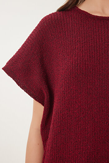 Happiness İstanbul Kadın Bordo Triko Bluz Pantolon Takım DP00240