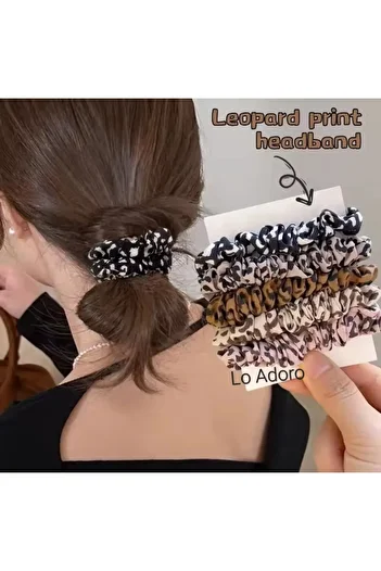 LO ADORO 4 Pieces Leopard Pattern Women's Rubber Buckle Bun Buckle Hair Accessory