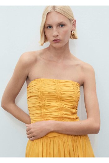 MANGO Woman Lace Strapless Blouse