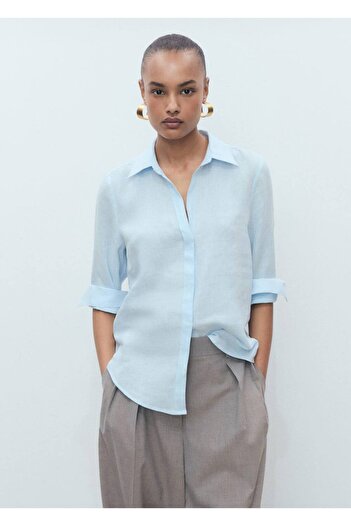 MANGO Woman 100% Linen Shirt