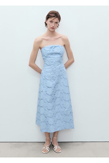 MANGO Woman Rochie britanică brodată fără bretele