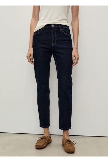 MANGO Woman Pantaloni Newmom Confort cu talie înaltă