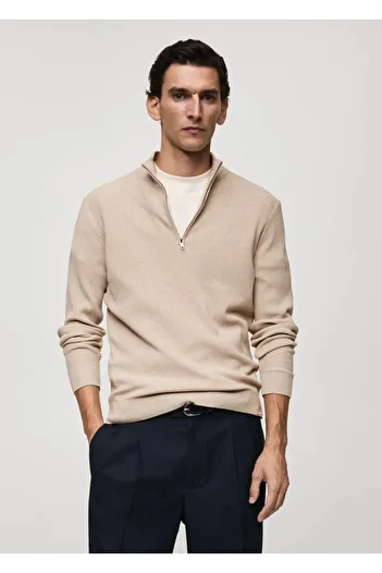MANGO Man Cotton Blend Twill Knitwear Sweater