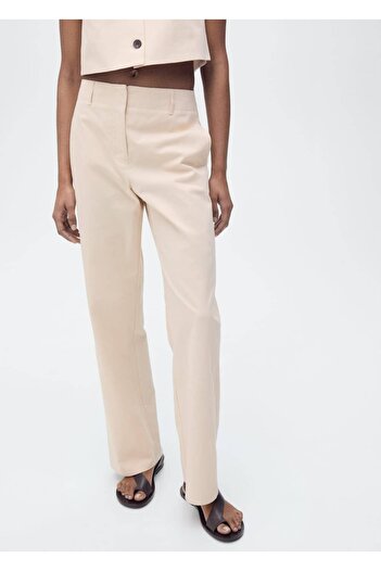 MANGO Woman Cotton Straight Cut Mid Waist Pants