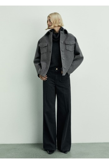 MANGO Woman Buttoned Wideleg Jeans