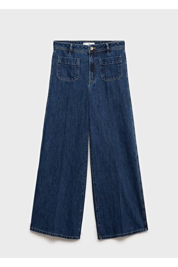MANGO Woman Düğmeli wideleg jean