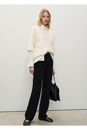 MANGO Woman Matilda Straight Cut Mid Waist Jean Trousers