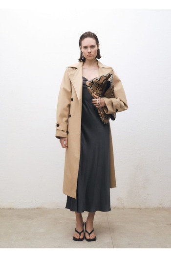 MANGO Woman Drape Collar Silk Dress