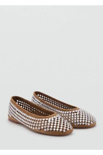 MANGO Woman Die Cut Ballerinas with Strass Stones