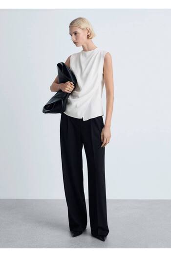 MANGO Woman Αμάνικη Flowy Μπλούζα