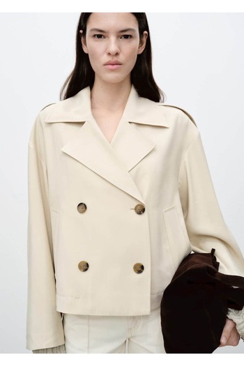 MANGO Woman Double Button Short Trench Coat