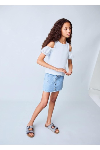 MANGO Kids Buttoned denim skirt