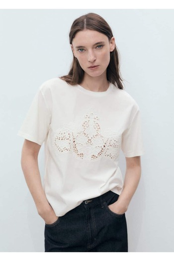 MANGO Woman Embroidered Cotton T-Shirt