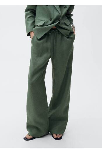 MANGO Woman Straight cut linen trousers