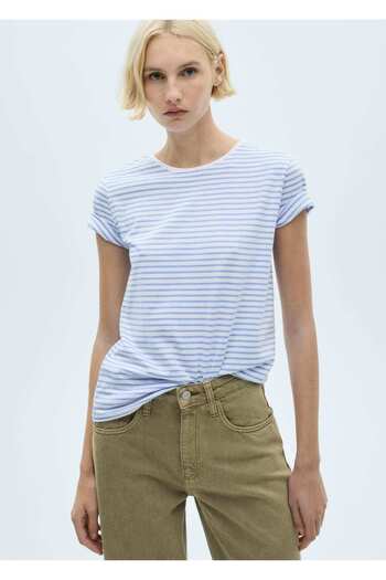 MANGO Woman Tricou cu mânecă scurtă în dungi